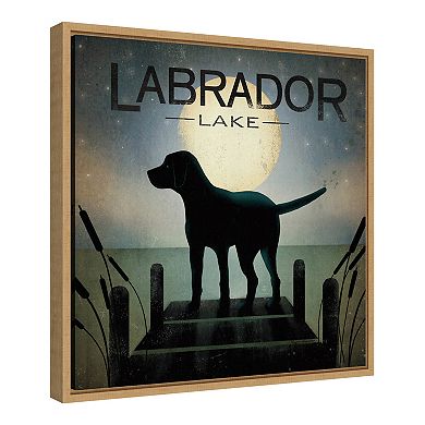 Amanti Art Framed 'Moonrise Black Dog - Labrador Lake' by Ryan Fowler Wall Art