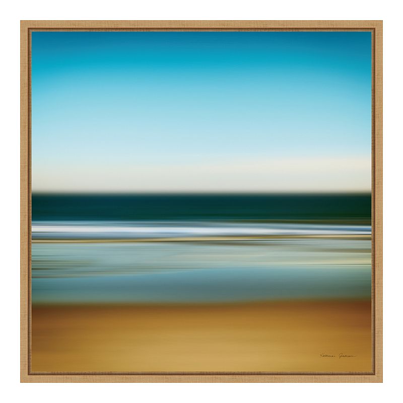 Amanti Art Framed Sea Stripes I by Katherine Gendreau Wall Art, Brown, 16