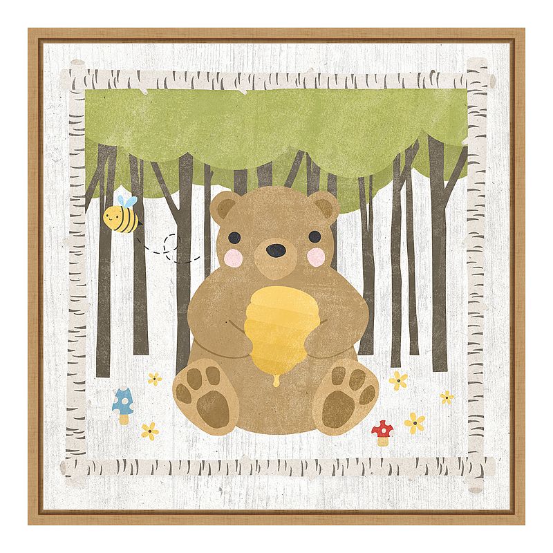 Amanti Art Woodland Hideaway Bear by Moira Hershey, Brown, 16X16