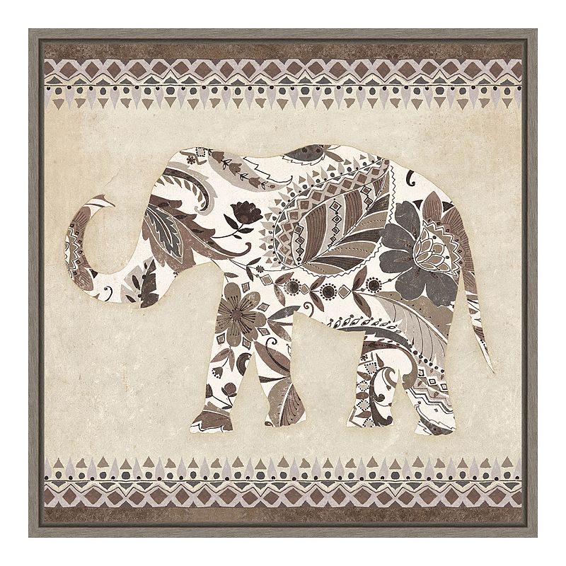 Amanti Art Boho Elephant II Neutral by Wild Apple Portfolio, Grey, 16X16