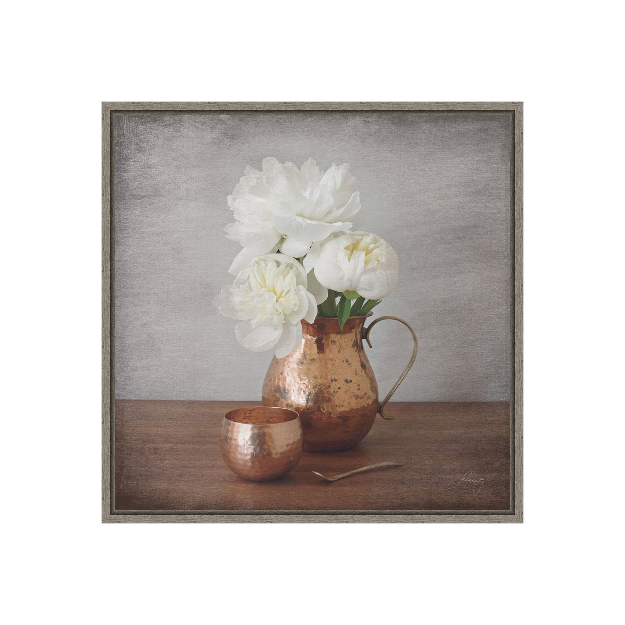 Amanti Art Vintage Peony Dreams III Canvas Wall Art, Gray
