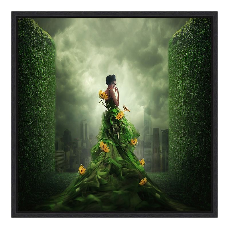 Amanti Art Framed Go Green by Hardibudi Wall Art, Black, 16X16