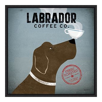 Amanti Art Labrador Coffee Co Framed Canvas Art