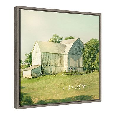 Amanti Art "Farm Morning III Square (Barn)" Framed Canvas