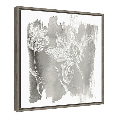 Amanti Art "Water Wash I Neutral (Floral)" Framed Canvas