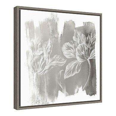 Amanti Art "Water Wash II Neutral (Floral)" Framed Canvas