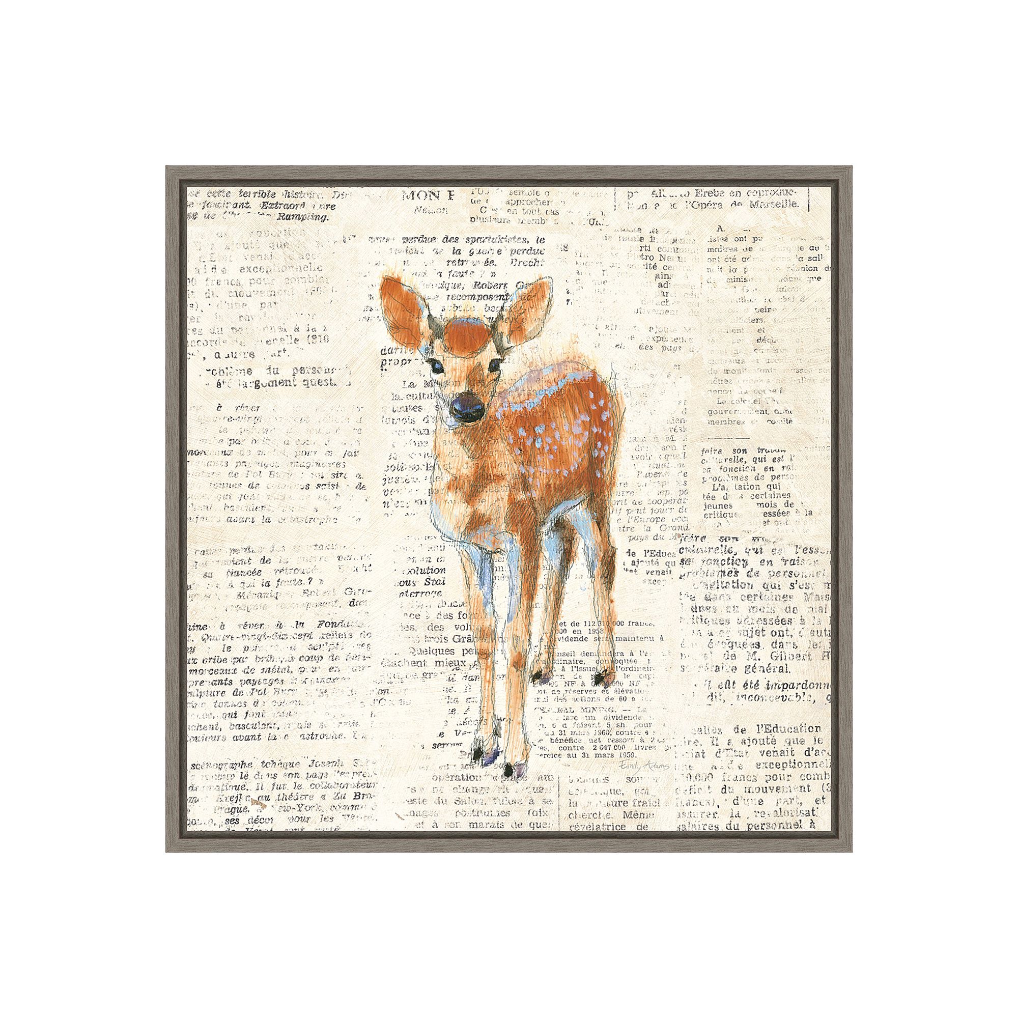 Amanti Art Into the Woods III no Border (Deer) Canvas Wall Art, Gray