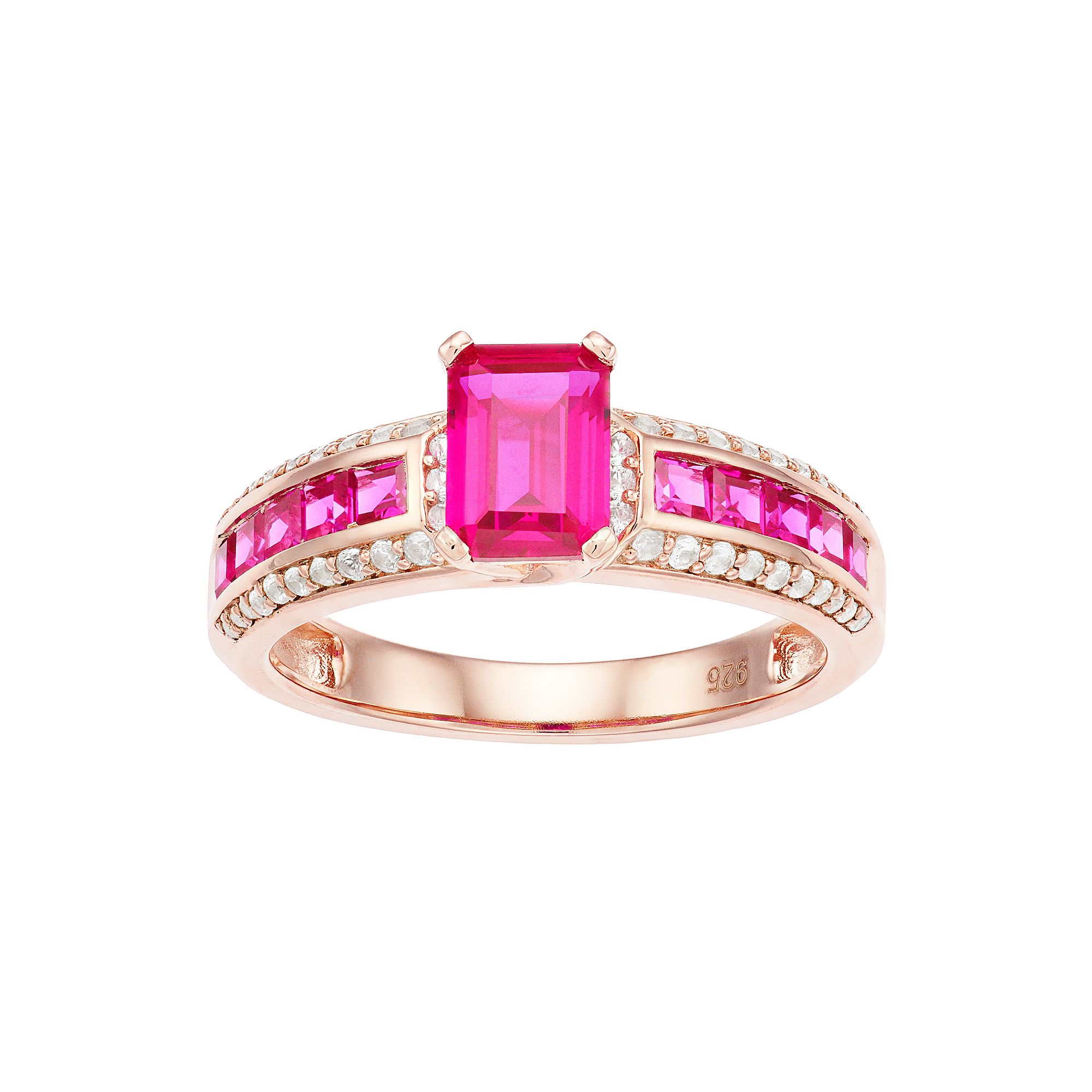 Womens Unbranded POS LC RUBY & LC WHITE SAPP RING, Womens, Size: 6, Pink T