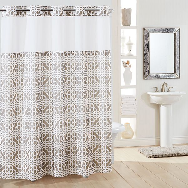 Hookless Branca Plain Weave Shower Curtain & Liner