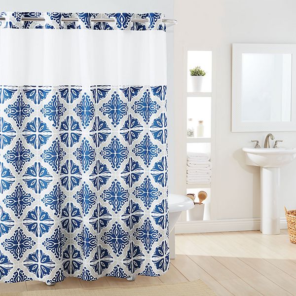 Hookless Missioi Shower Curtain Liner, Dark Blue Shower Curtain Liner