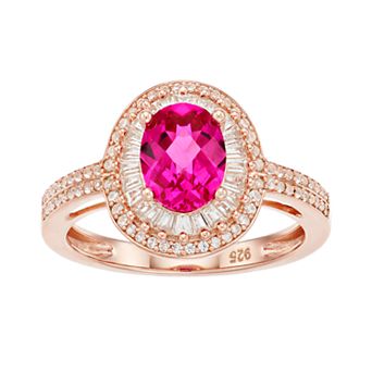 14k Rose Gold Over Sterling Silver Lab-Created Ruby and Lab-Created White Sapphire Ring