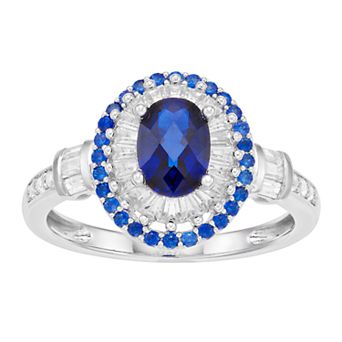 Sterling Silver Lab-Created Blue & White Sapphire Ring