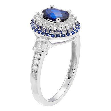 MASTERPIECE Sterling Silver Lab-Created Blue & White Sapphire Ring