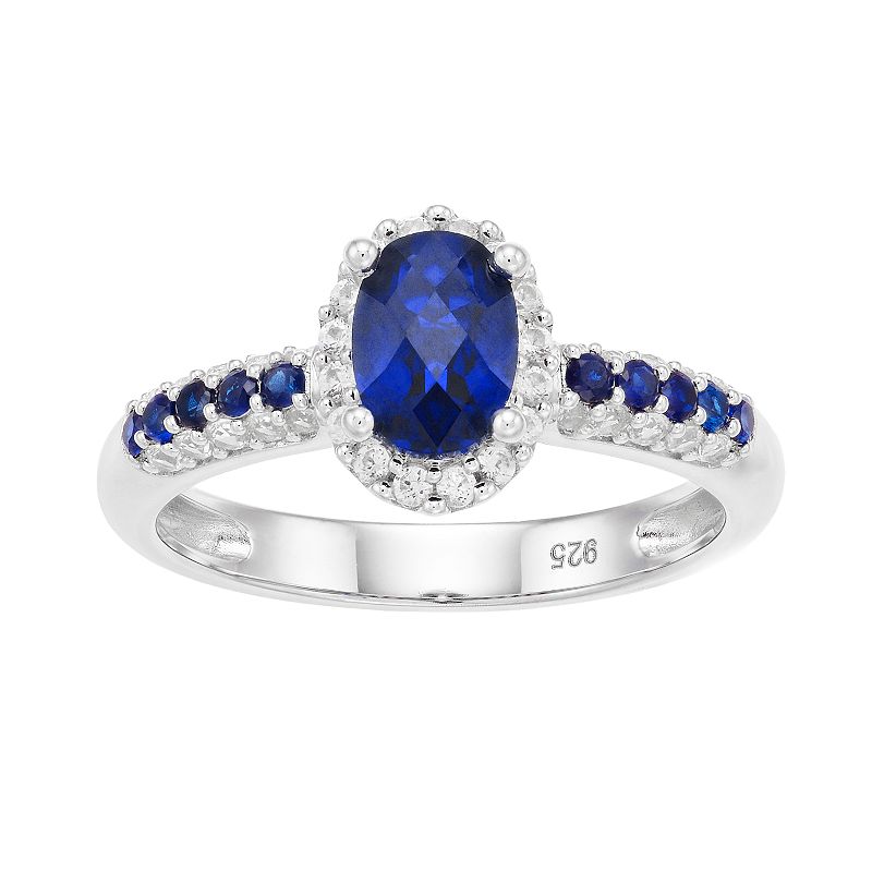 18494729 Sterling Silver Lab-Created Blue & White Oval Halo sku 18494729