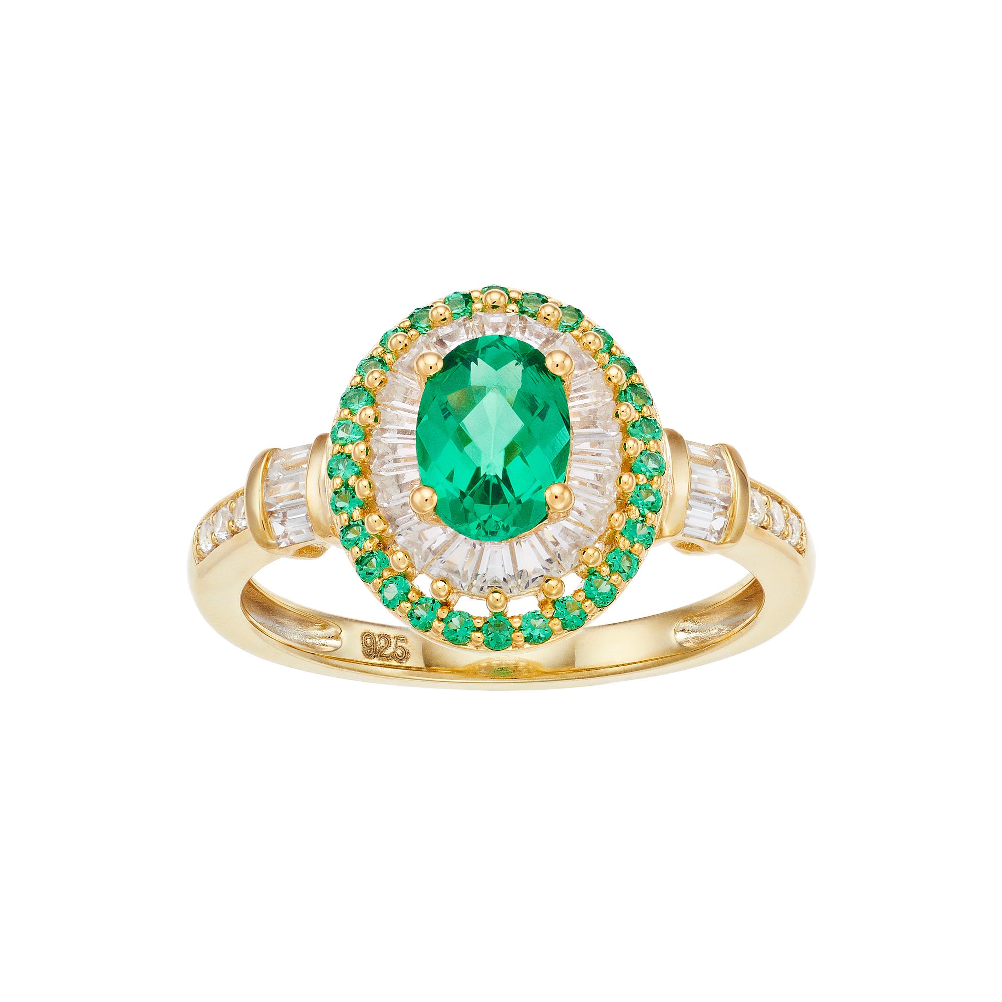 Womens Unbranded GOS LC EMERALD & LC WHITE SAPP RING, Womens, Size: 6, Gol