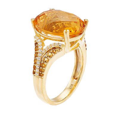 MASTERPIECE 14k Gold Over Silver Citrine & Lab-Created White Sapphire Ring