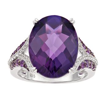 Sterling Silver Amethyst & Lab-Created White Sapphire Ring