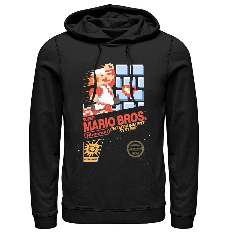 Men's Nintendo Super Mario Brothers Pullover Hoodie, Size: Small, Black