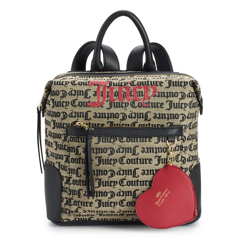 Juicy Couture Popout Logo & Heart Mini Backpack, Black