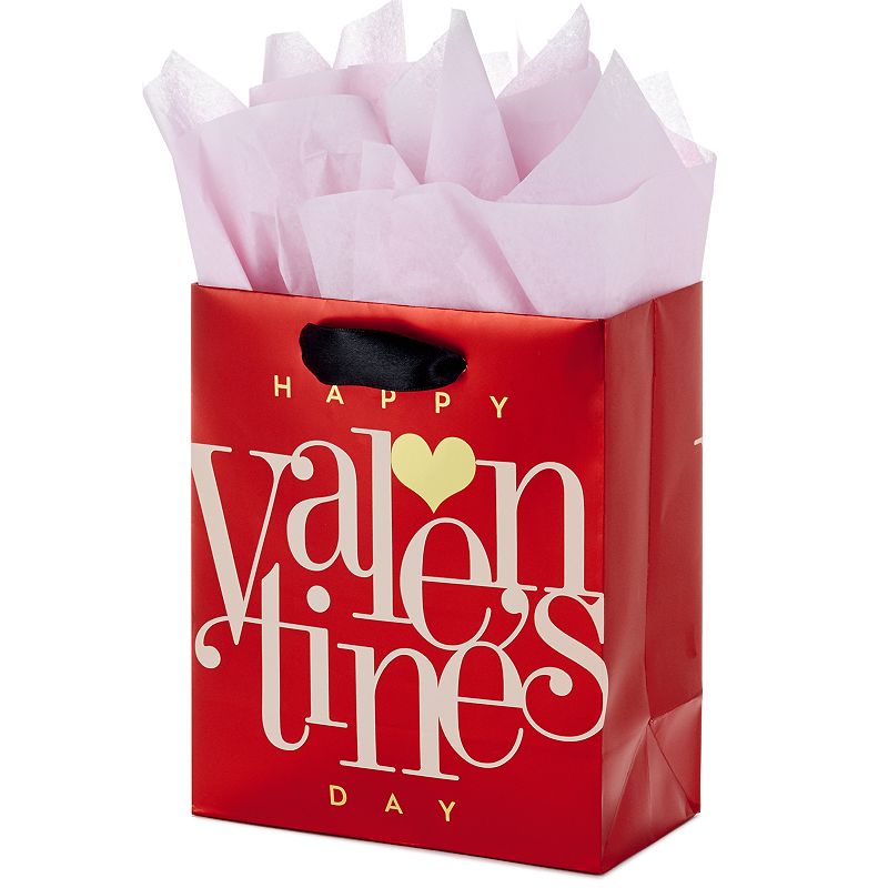 Hallmark Small Valentines Day Gift Bag with Tissue Paper (Red Happy Valent