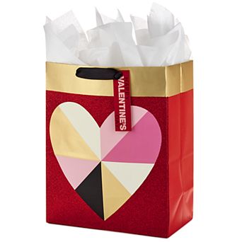 Hallmark Large Valentine's Day Gift Bag with Tissue Paper (Geometric Heart)