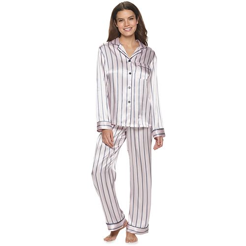Women's Apt. 9® Striped Satin Pajama Shirt & Pajama Pants Set
