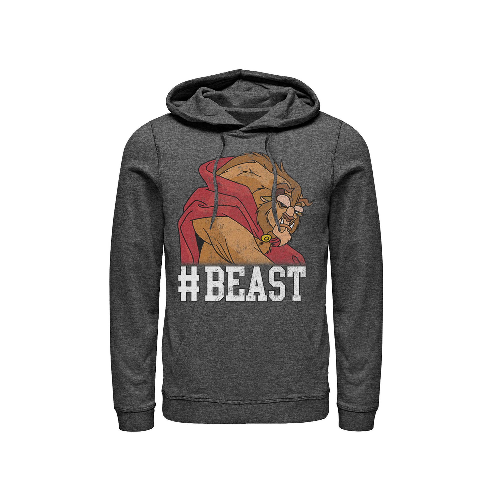 Disneys Beauty & The Beast #BEAST Mens Pullover Hoodie, Size: Small, Grey