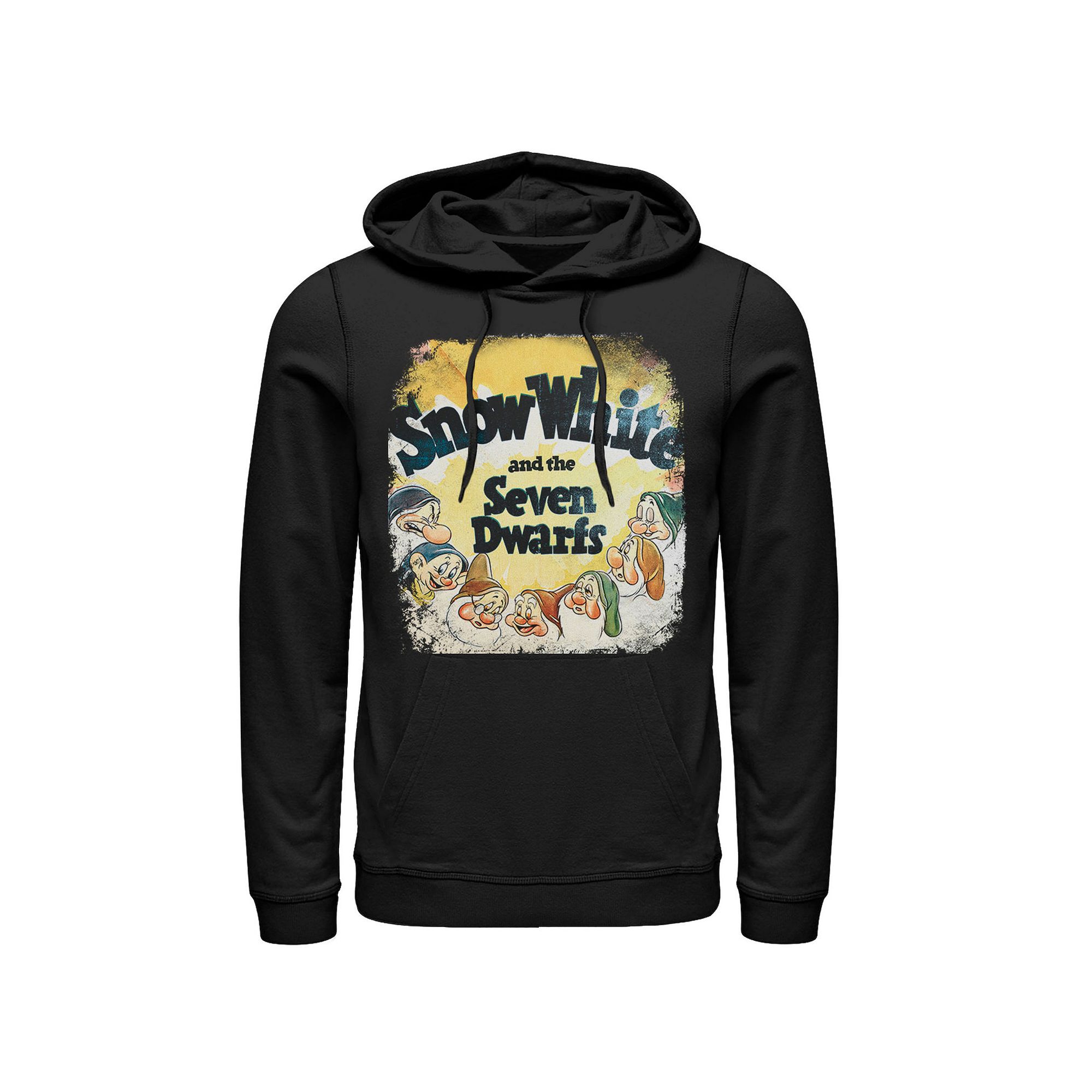 Disneys Snow White Dwarfs Mens Pullover Hoodie, Size: Small, Black