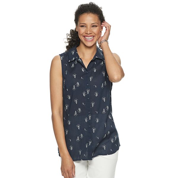 Women's Croft & Barrow Button Sleeveless Button Down Shirt