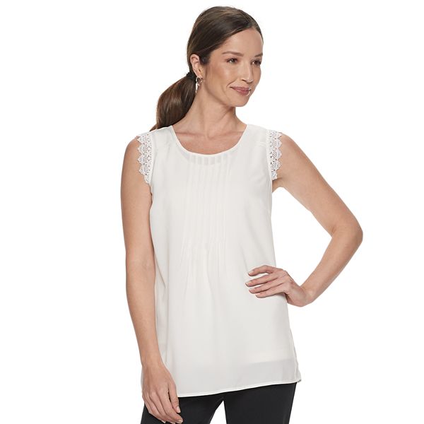 Women's Croft & Barrow® Sleeveless Lace Trim Blouse