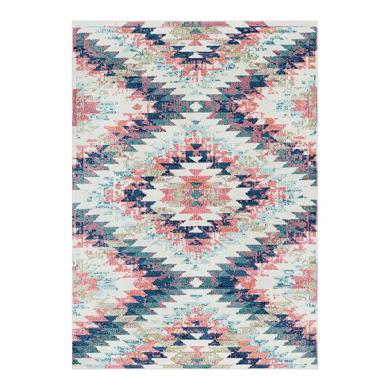Decor 140 Astra Geometric Distressed Traditional Area Rug, Blue, 2.5X7 Ft