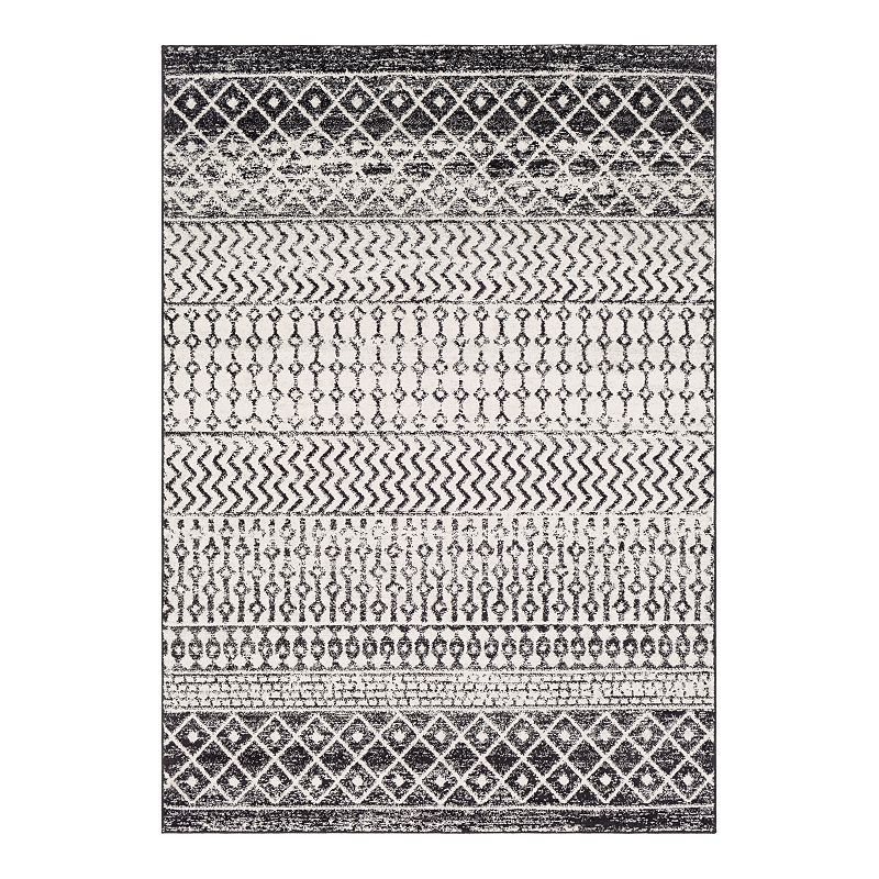 Elaziz ELZ-2307 4  Square Rug in Black/Light Gray/Medium Gray/White