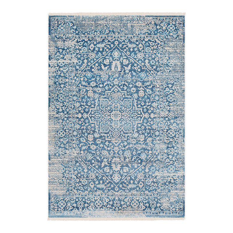 Decor 140 Astra Distressed Medallion Area Rug, Blue, 4X5 Ft