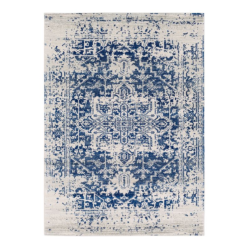 Decor 140 Astra Distressed Traditional Rug, Blue, 5Ft Rnd