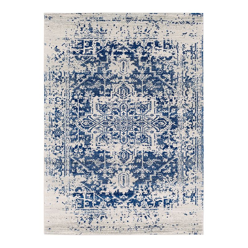 Decor 140 Astra Distressed Traditional Rug, Blue, 8Ft Rnd