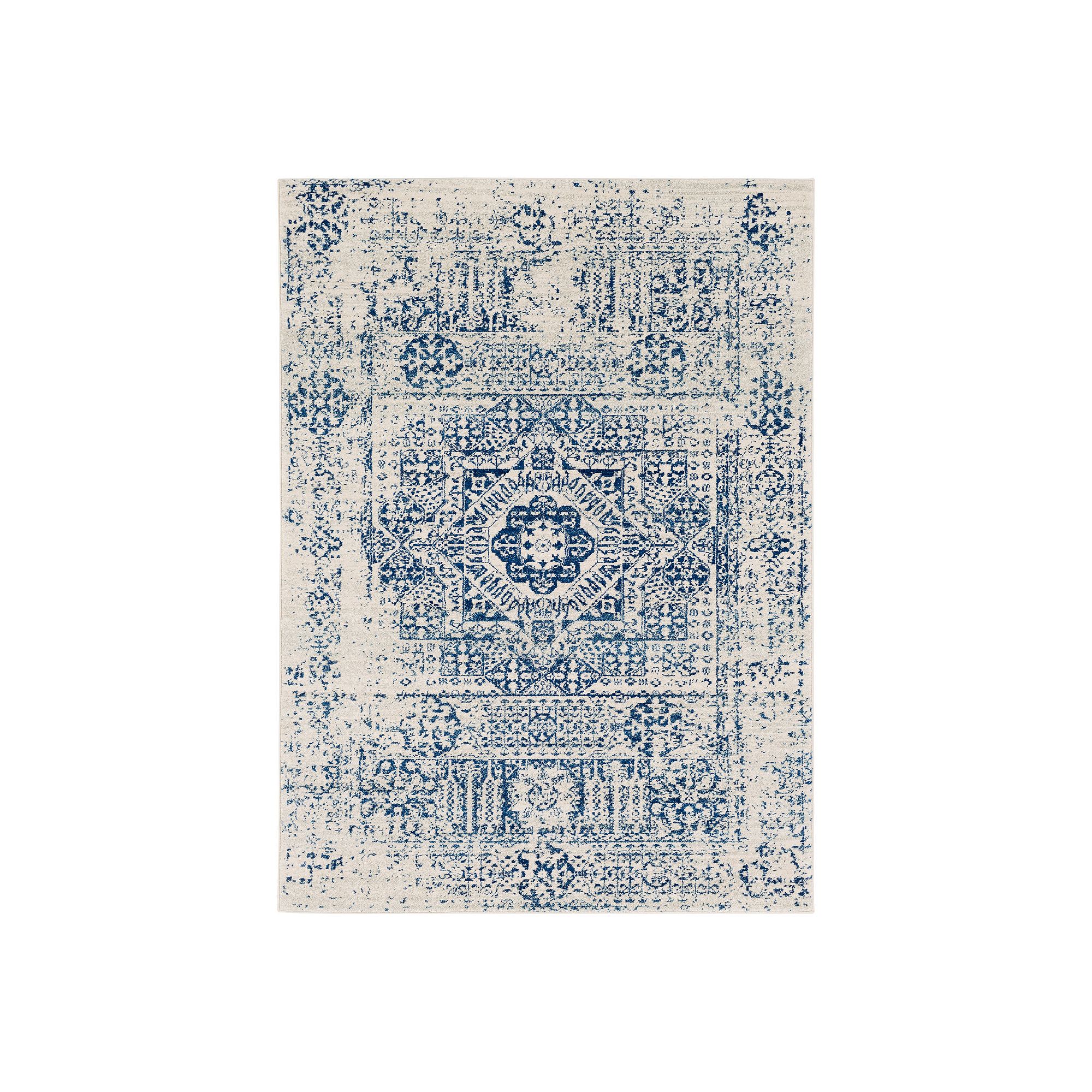 Decor 140 Manila Blue Geometric Area Rug, Dark Blue