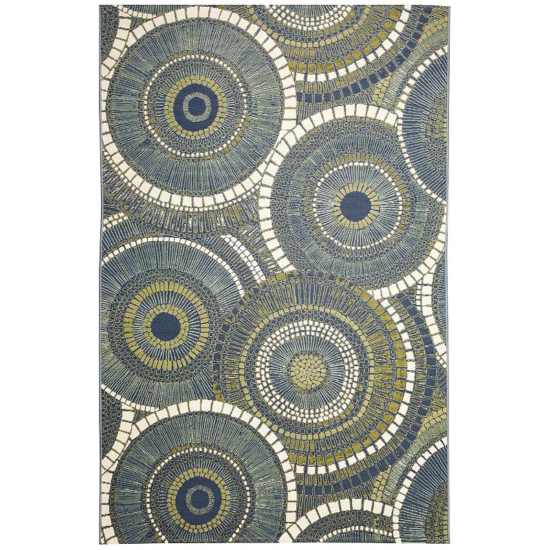 Liora Manne Marina Circles Indoor Outdoor Rug, Blue, 6.5X9 Ft