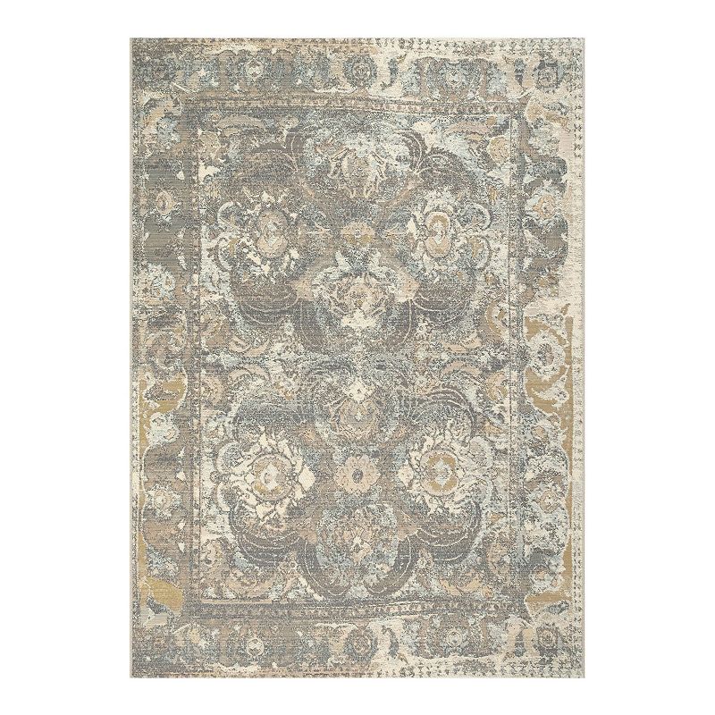 Liora Manne Marina Kashan Indoor Outdoor Rug, Grey, 6.5X9.5 Ft