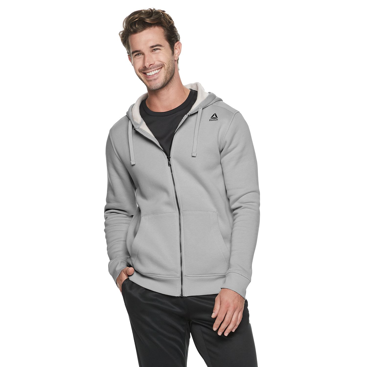 reebok men's performance fleece full zip hoodie