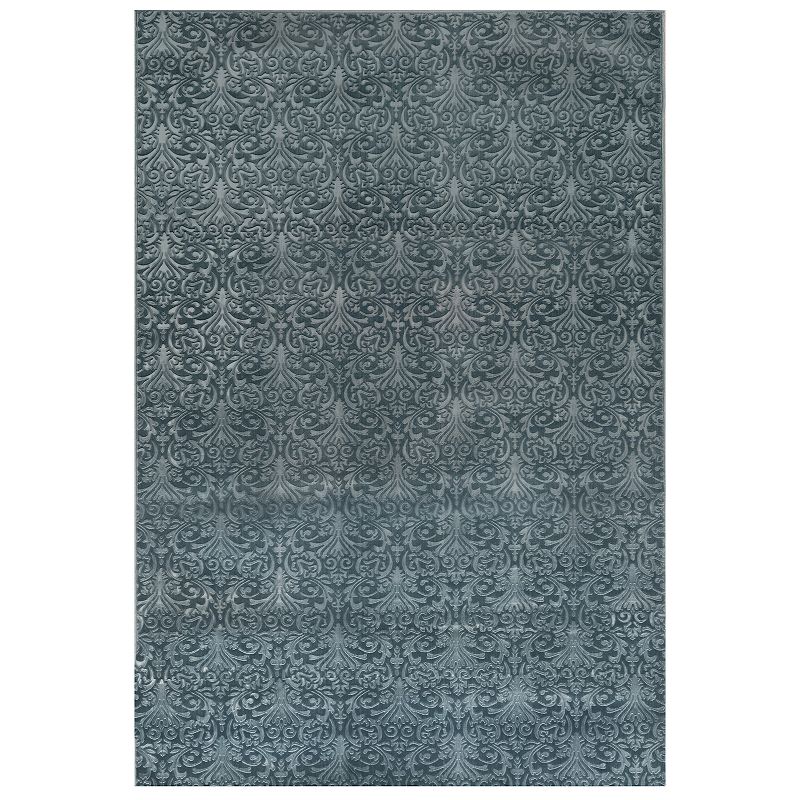 Linon Evolution Damask Rug, Blue, 8X10 Ft