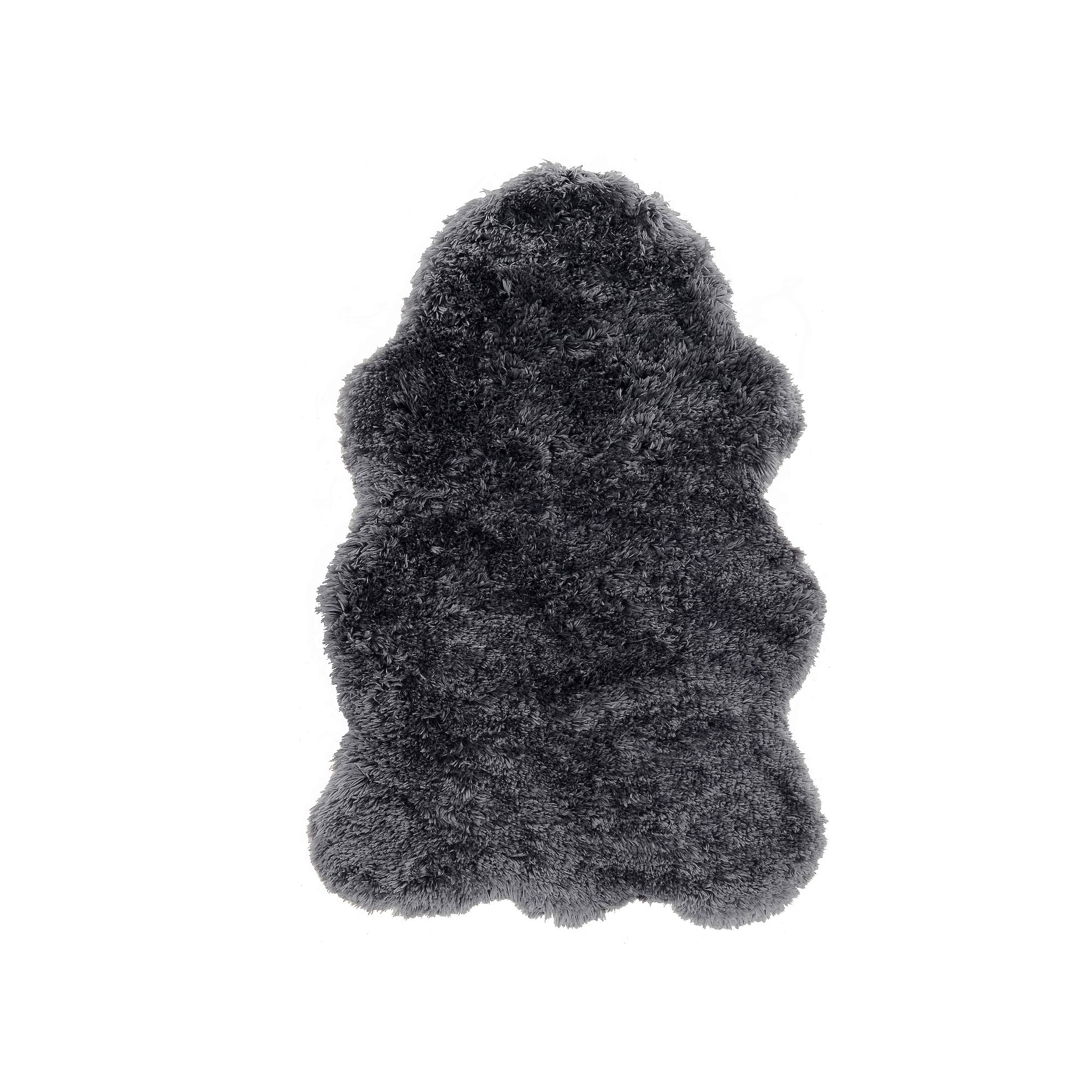 Linon Faux Lambskin Shag Rug - 36 x 56, Dark Gray