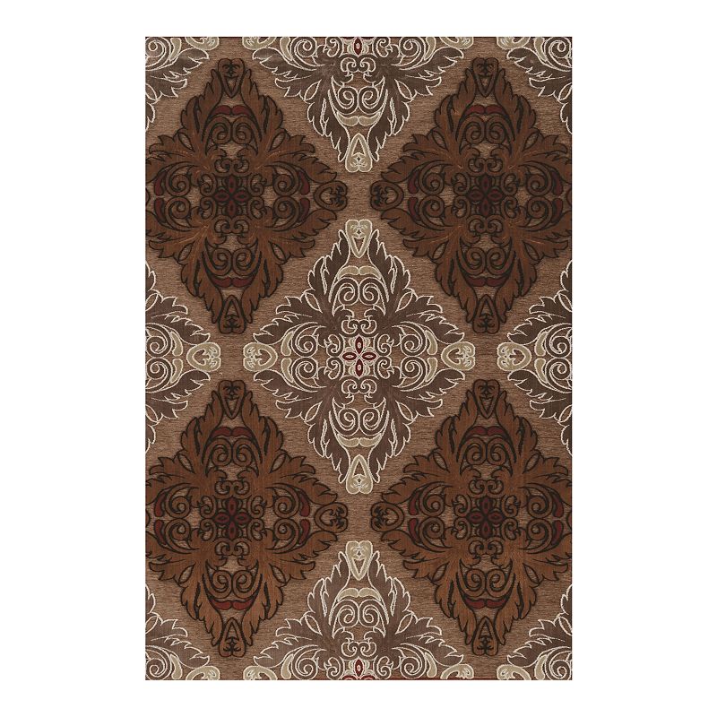 Linon Hi Lo Medallions Rug, Brown, 5X7.5 Ft