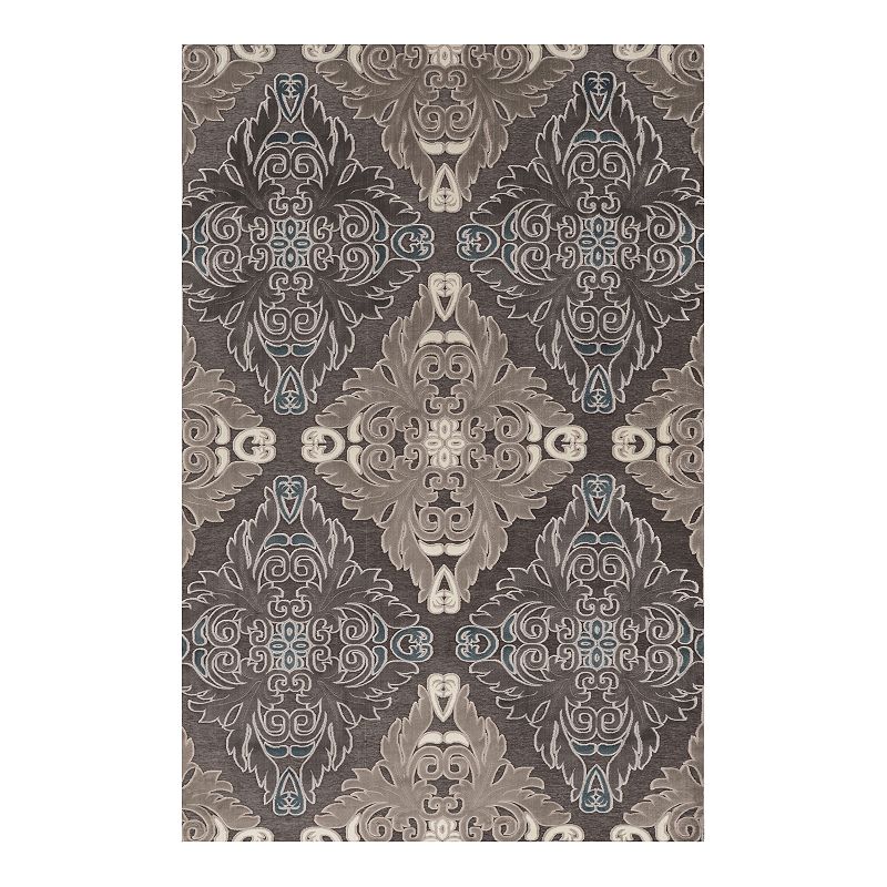 Linon Hi Lo Medallions Rug, Grey, 8X10 Ft