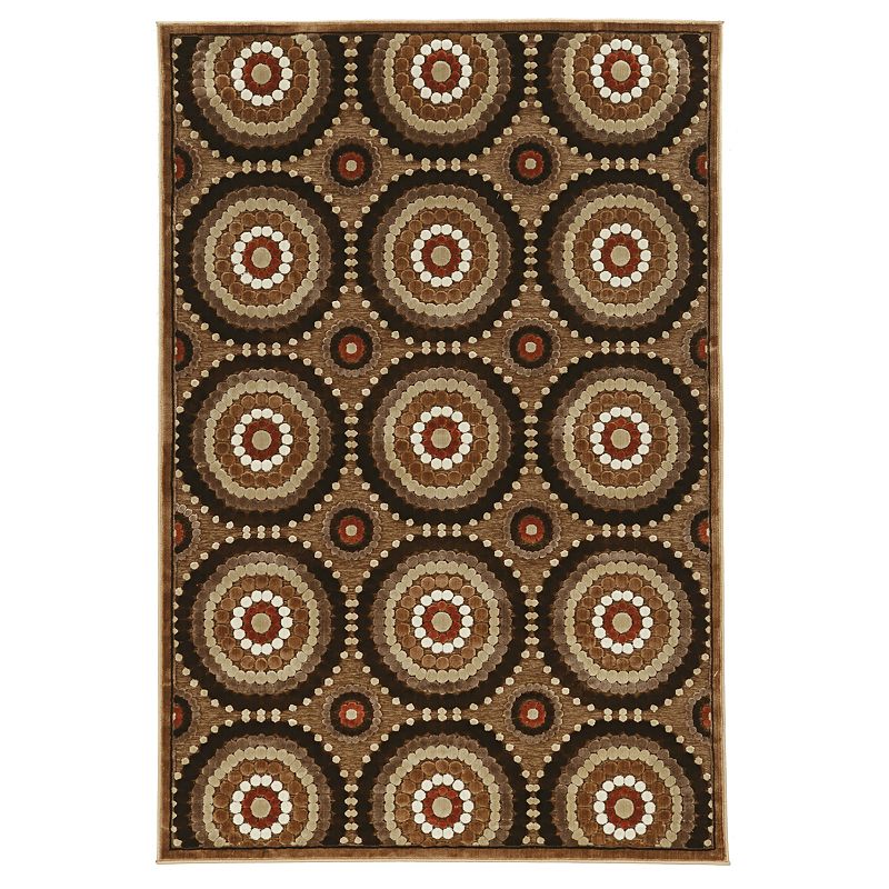 Linon Hi Lo Cylinders Rug, Brown, 8X10 Ft