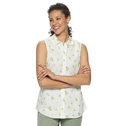 Petite Croft & Barrow® Linen-Blend Sleeveless Shirt