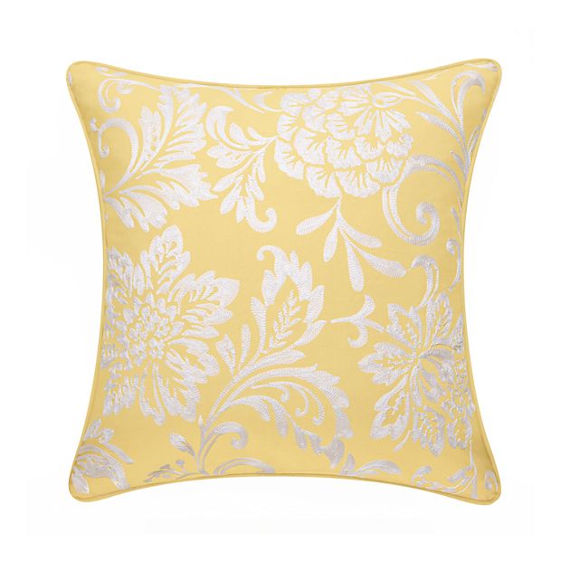 Avery Embroidered Yellow Feather Fill Pillow