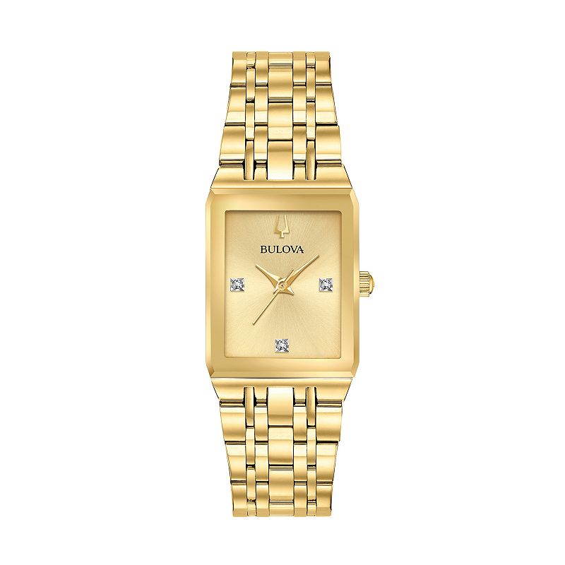 Bulova Women's Diamond Accent Stainless Steel Watch - 97P140, Size: Medium, Gold Tone