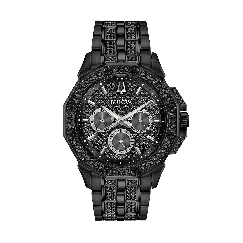 Bulova Men's Black Crystal Multi-Dial Watch 98C134
