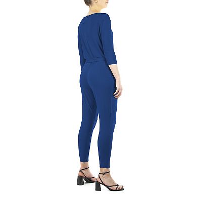 Women's Nina Leonard Solid Ankle Jumpsuit