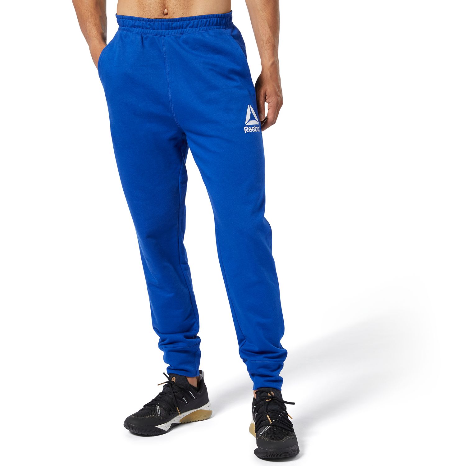 reebok men's cotton fleece straight leg pants